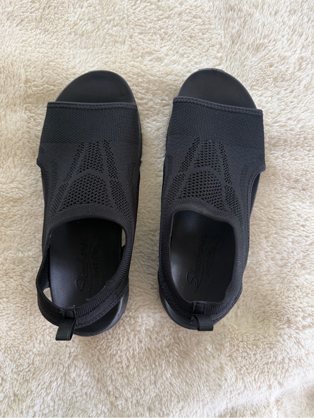 Skechers Knit Slingback Comfort Sandals Black Women’s Size 9